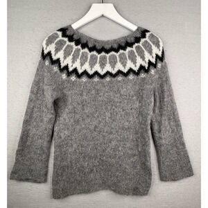 Farmers Market Iceland Sweater Women's S Gray Nordic Fisherman Alpaca Wool